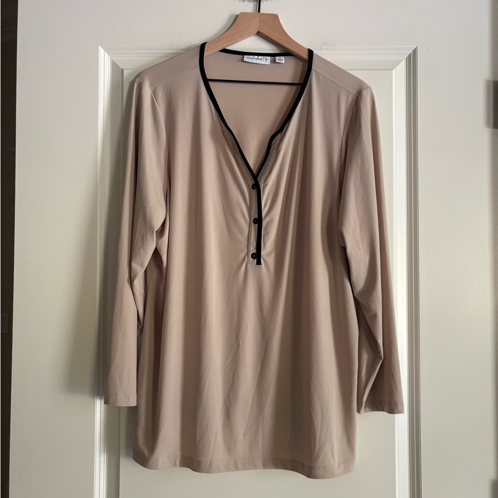 Susan Graver Liquid Knit 1/4 Button Tunic Top